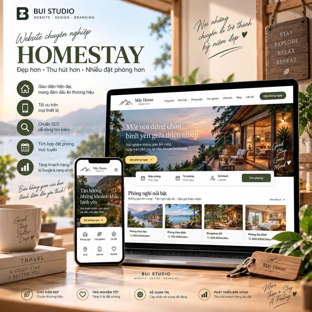 Website Homestay trên điện thoại